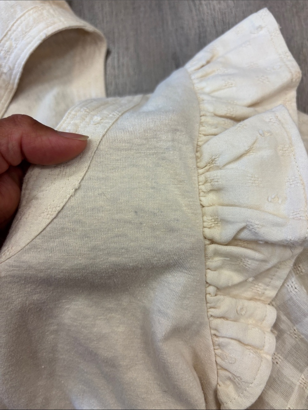 Anthropologie Cream Ruffle Sleeve Top - Picture 8 of 9